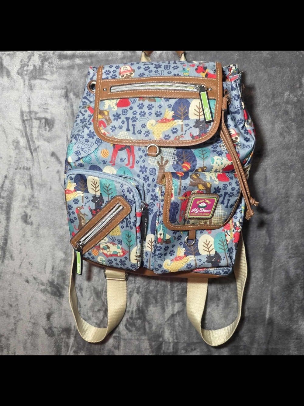 Lily Bloom Pink & Lime Logo Floral Woodland Backpack